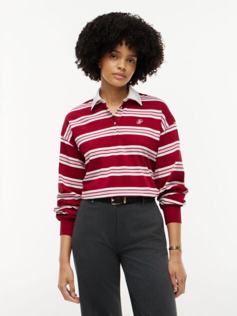 Multi Rugby Stripe Relaxed Polo Sweatshirt  Women