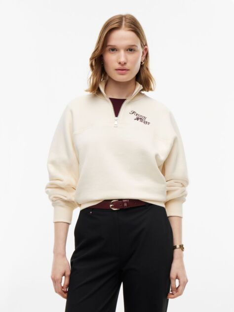 Beige Logo Relaxed Terry Quarter-Zip Sweatshirt  Women