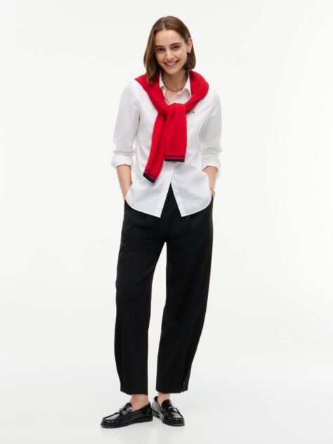 Black Travel Button Cuff Barrel Trousers  Women