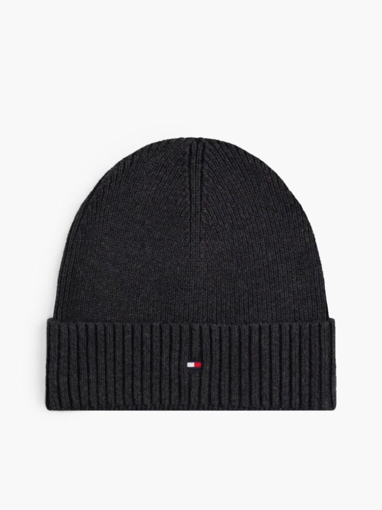 Grey Hilfiger Flag Beanie with Cashmere  Men