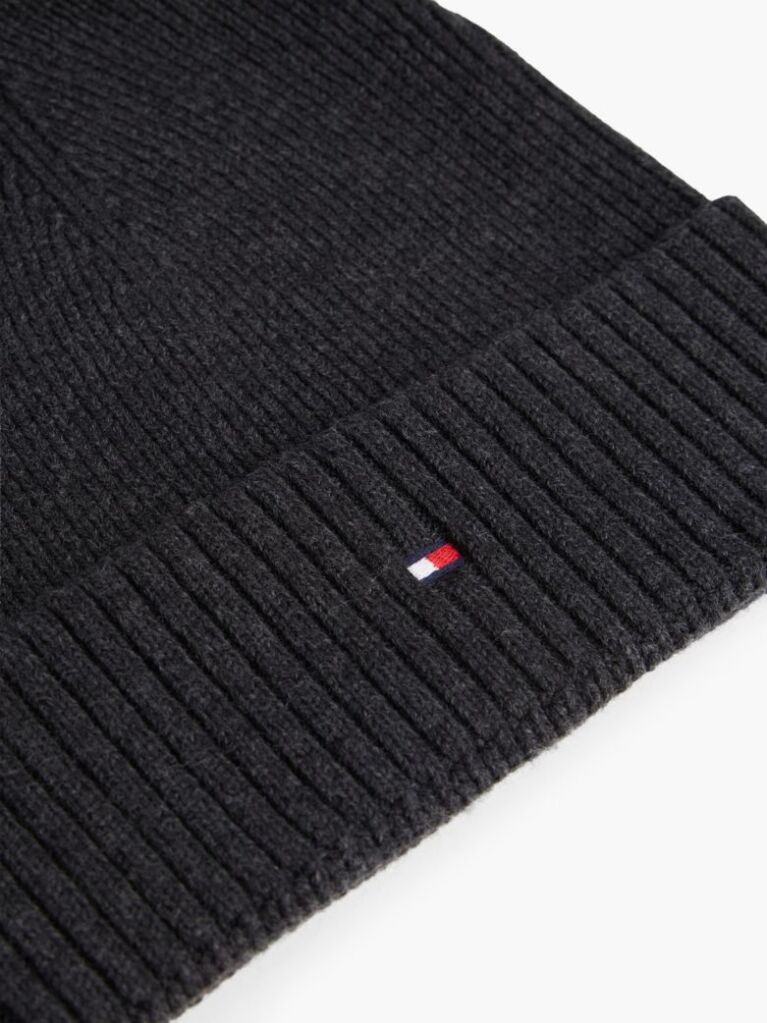 Grey Hilfiger Flag Beanie with Cashmere  Men