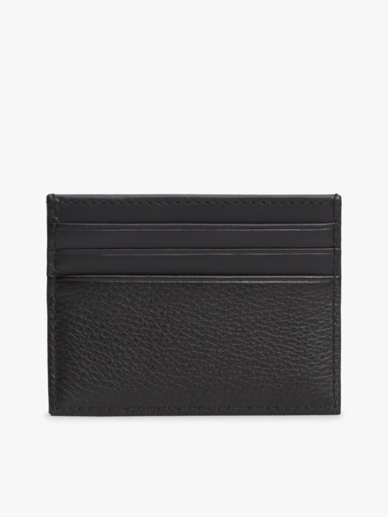 Black Logo Leather Credit Card Holder  Men