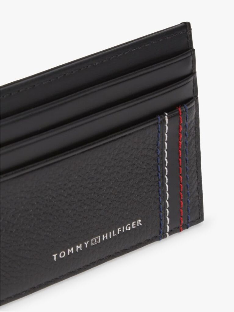 Black Logo Leather Credit Card Holder  Men