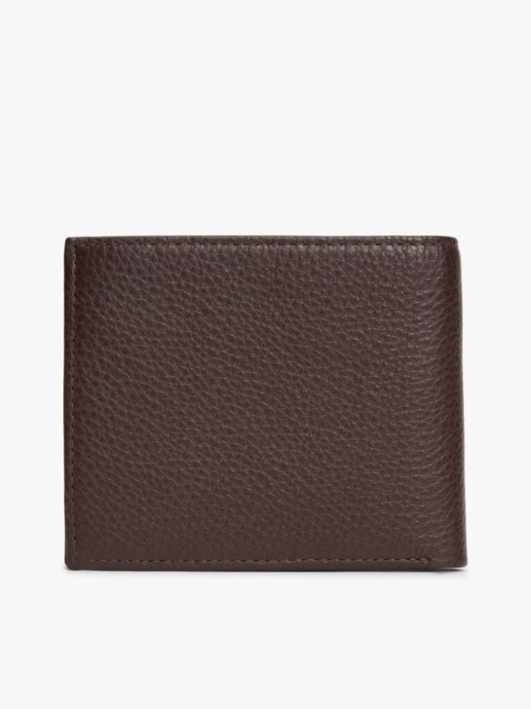 Brown Leather Bifold Card And Coin Holder  Men