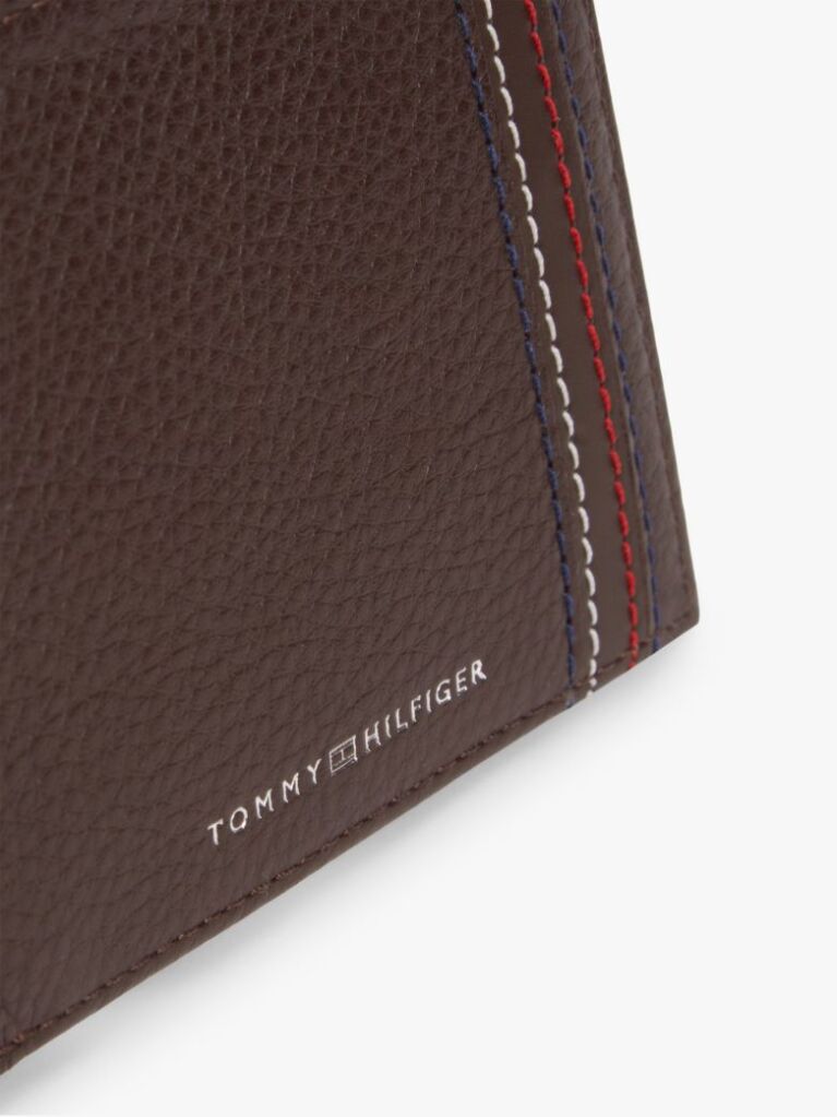 Brown Leather Bifold Card And Coin Holder  Men