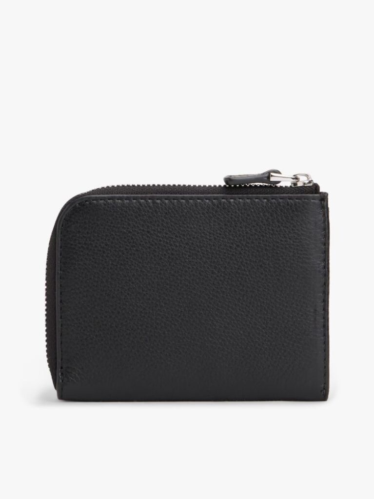 Black Casual Leather Zip-Around Wallet  Men