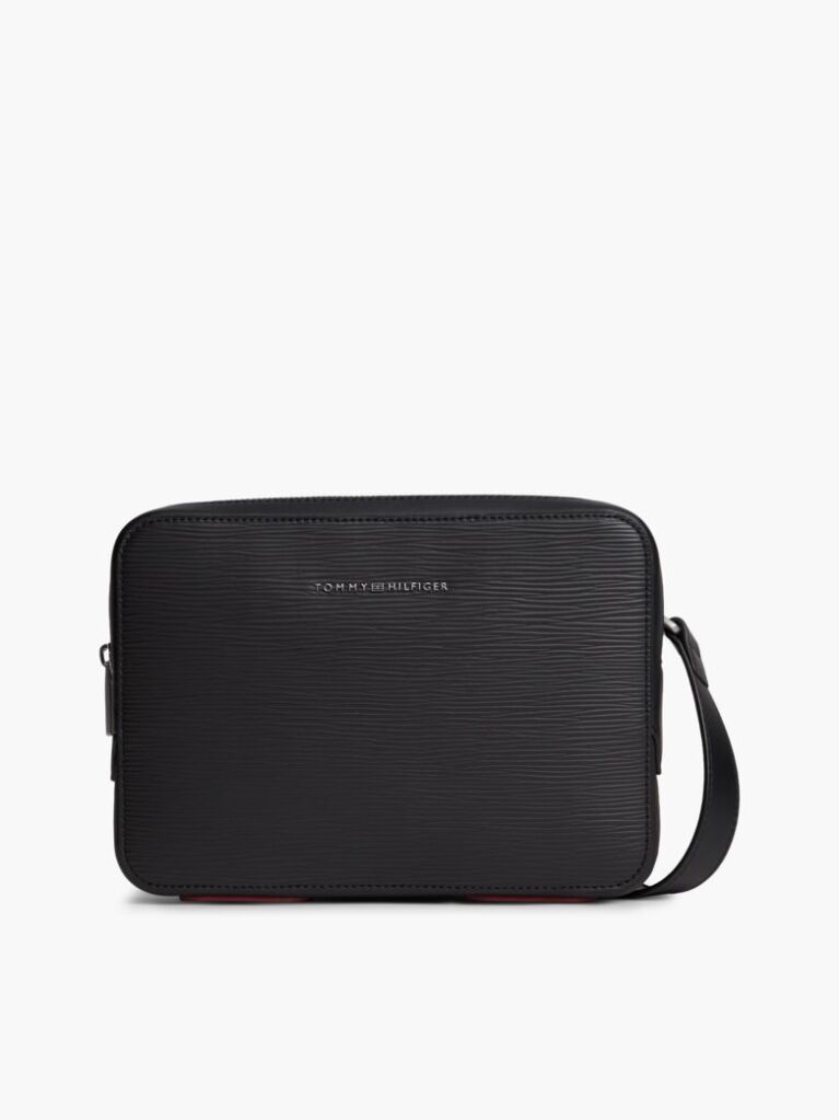 Black TH Business Textured Camera Bag  Men