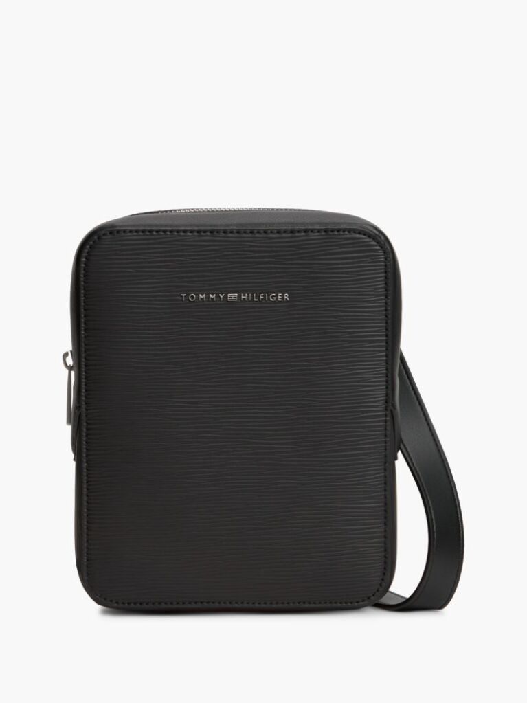 Black TH Business Textured Crossbody Reporter Bag  Men