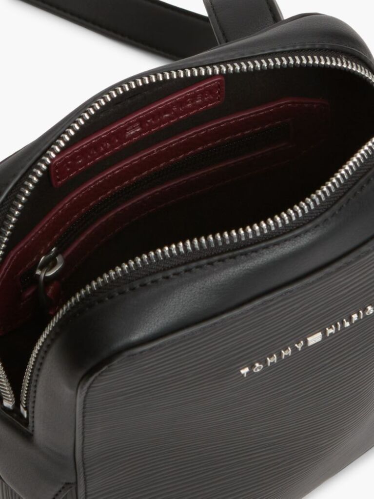 Black TH Business Textured Crossbody Reporter Bag  Men