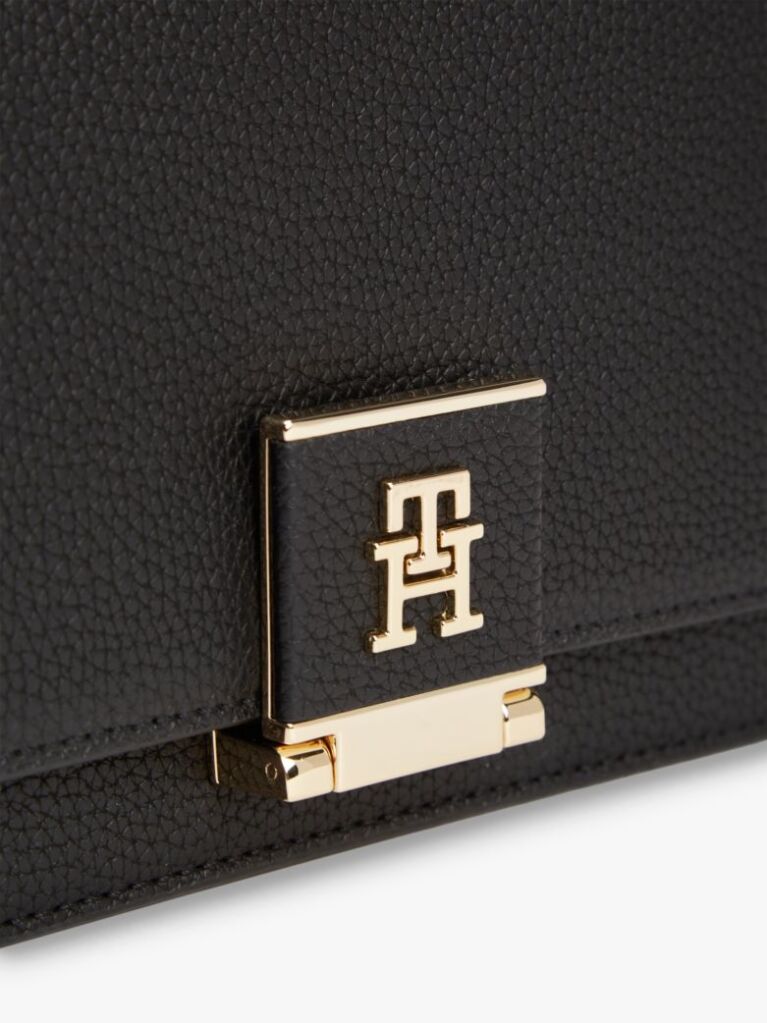 Black TH Monogram Flap Closure Crossbody Bag  Women