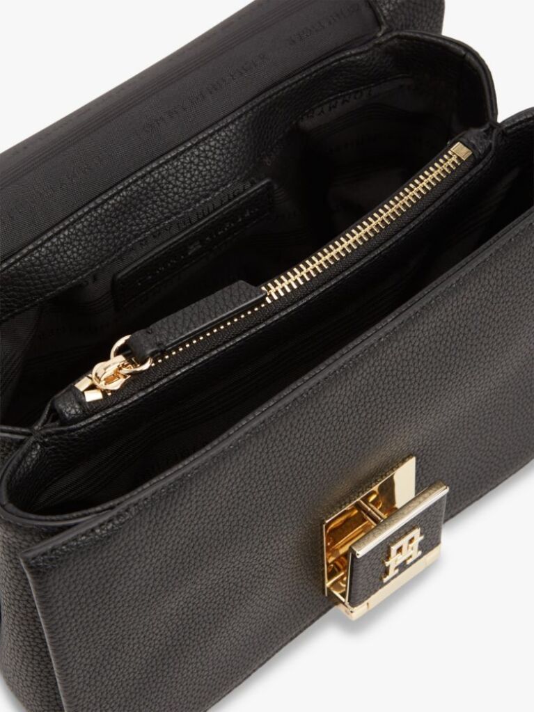 Black TH Monogram Flap Closure Crossbody Bag  Women