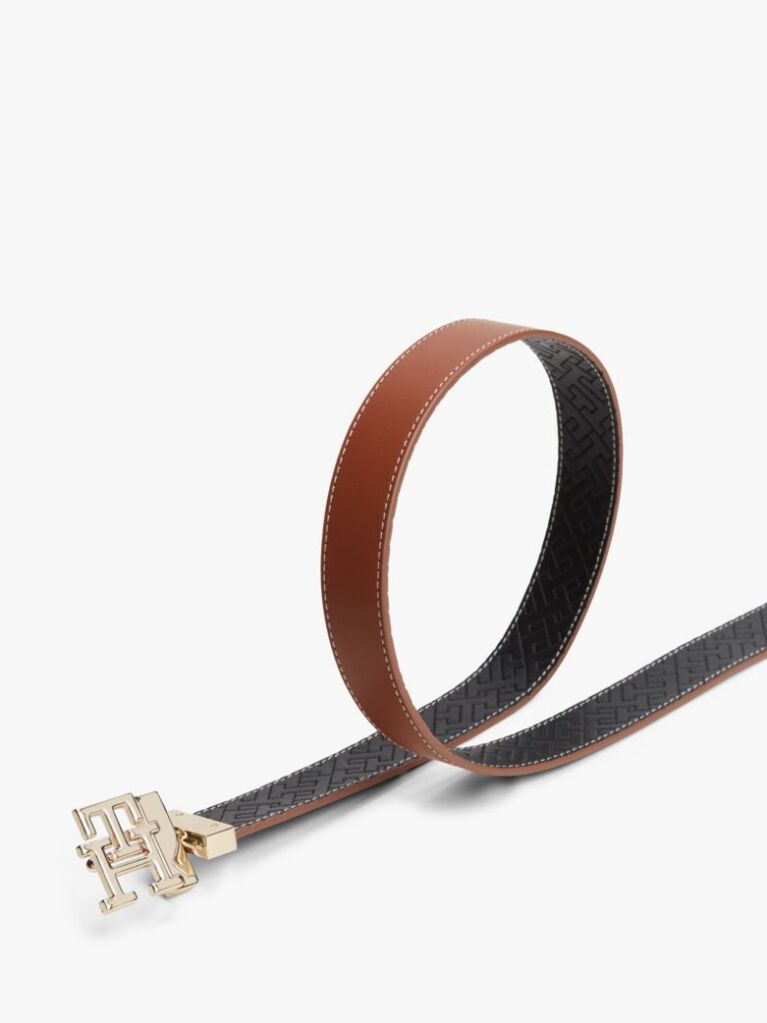 Multi TH Monogram Buckle Reversible Leather Belt  Women