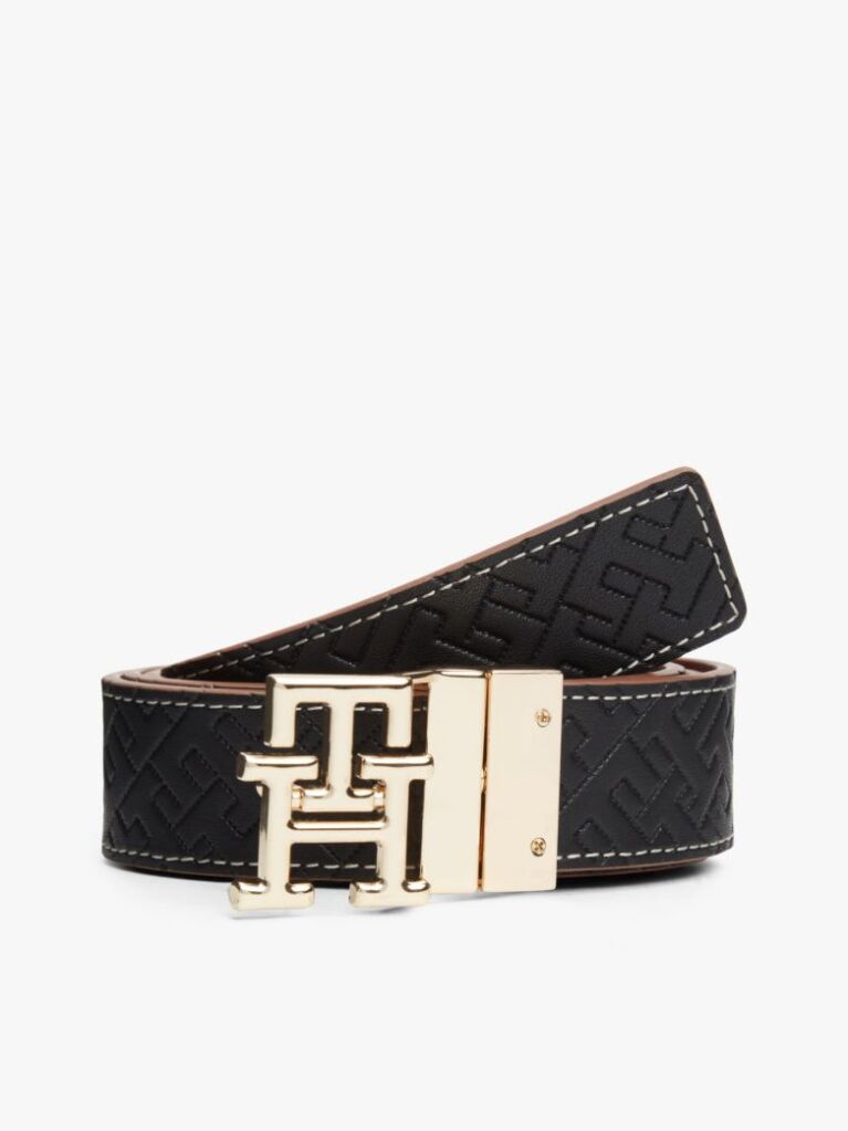 Multi TH Monogram Buckle Reversible Leather Belt  Women
