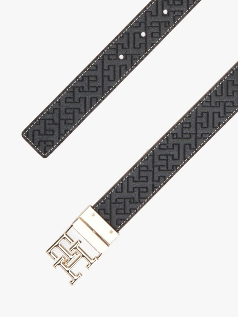 Multi TH Monogram Buckle Reversible Leather Belt  Women