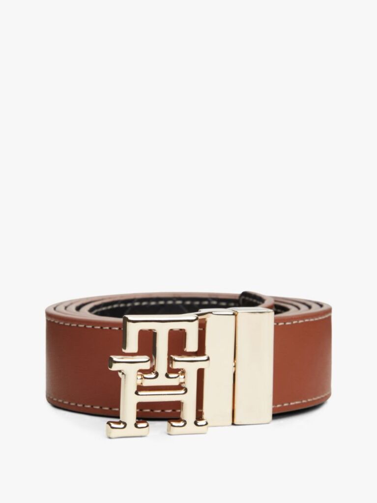 Multi TH Monogram Buckle Reversible Leather Belt  Women