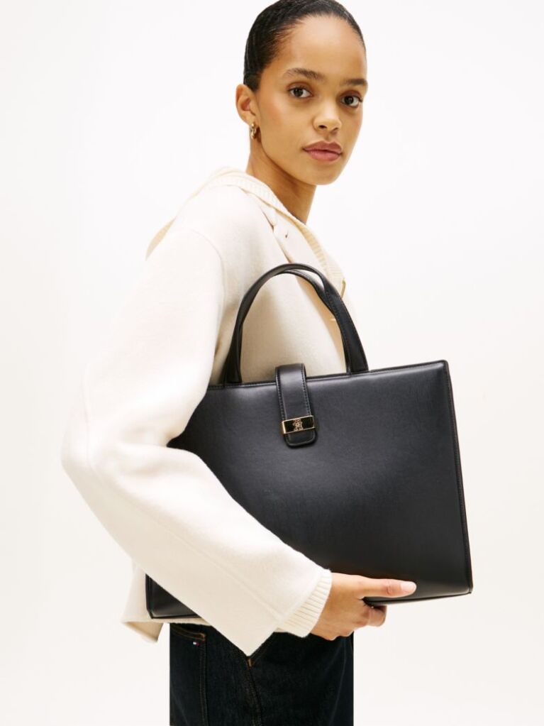 Black Heritage TH Monogram Plaque Satchel  Women
