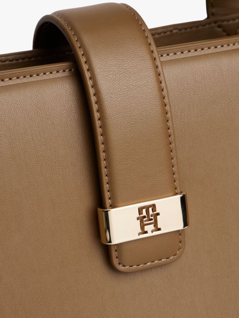 Brown Heritage TH Monogram Plaque Satchel  Women