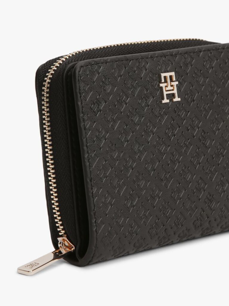 Black Hilfiger Icon Debossed Zip-Around Flap Wallet  Women