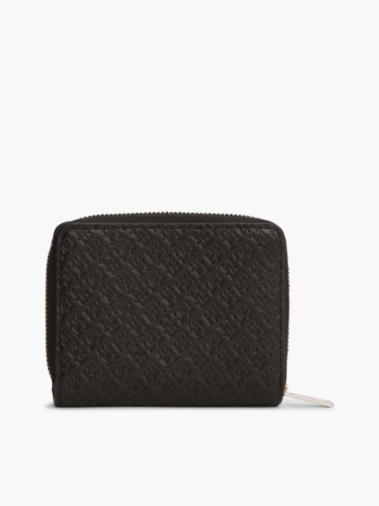 Black Hilfiger Icon Debossed Zip-Around Flap Wallet  Women