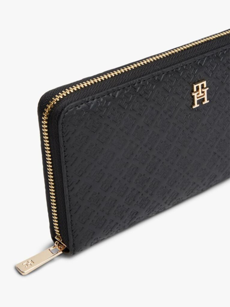 Black Hilfiger Icon Debossed Zip-Around Wallet  Women