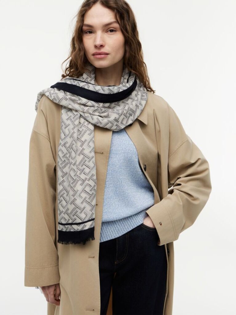 Blue TH Monogram Scarf  Women