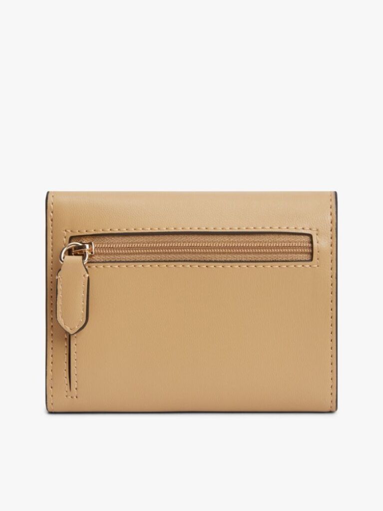 Beige Modern TH Monogram Turn Lock Trifold Wallet  Women