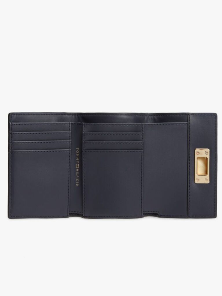 Beige Modern TH Monogram Turn Lock Trifold Wallet  Women