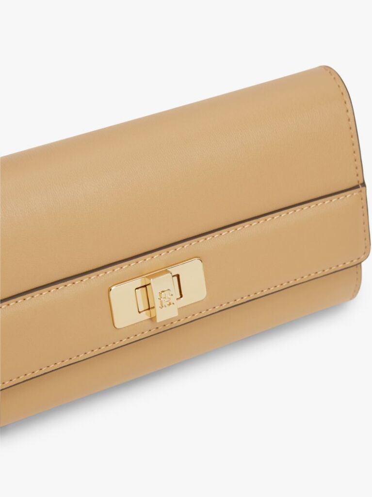 Beige Modern TH Monogram Turn Lock Wallet  Women