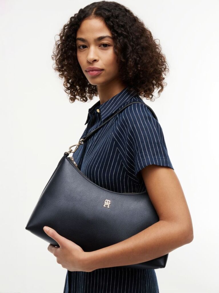 Black Hilfiger Icon Pebble Grain Shoulder Bag  Women