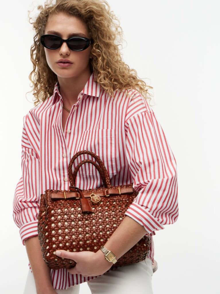 Brown The American Icon Braided Leather Tote Bag  Women