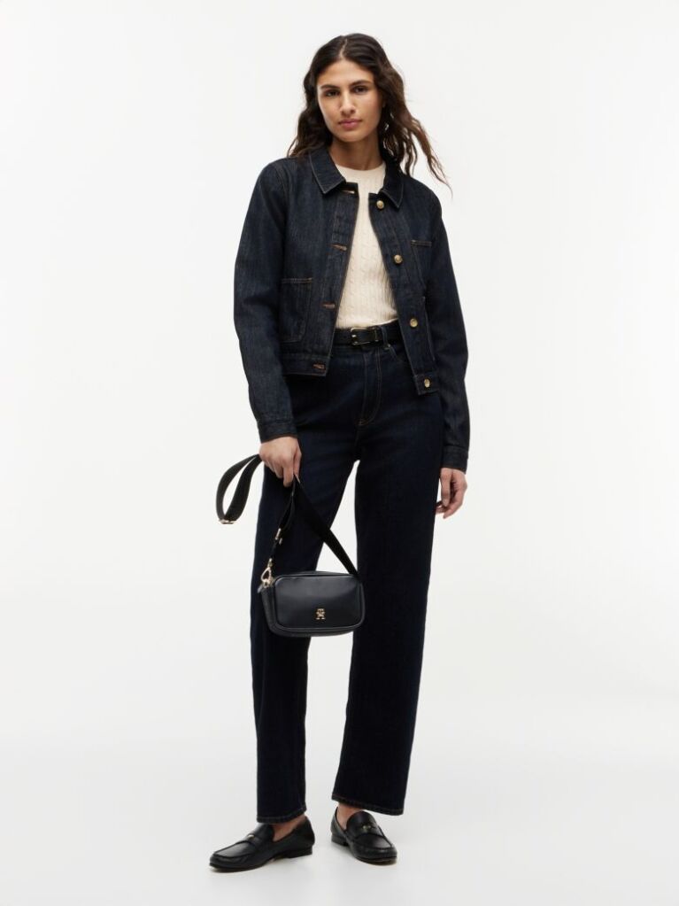 Black Logo Tape Crossbody Camera Bag  Women