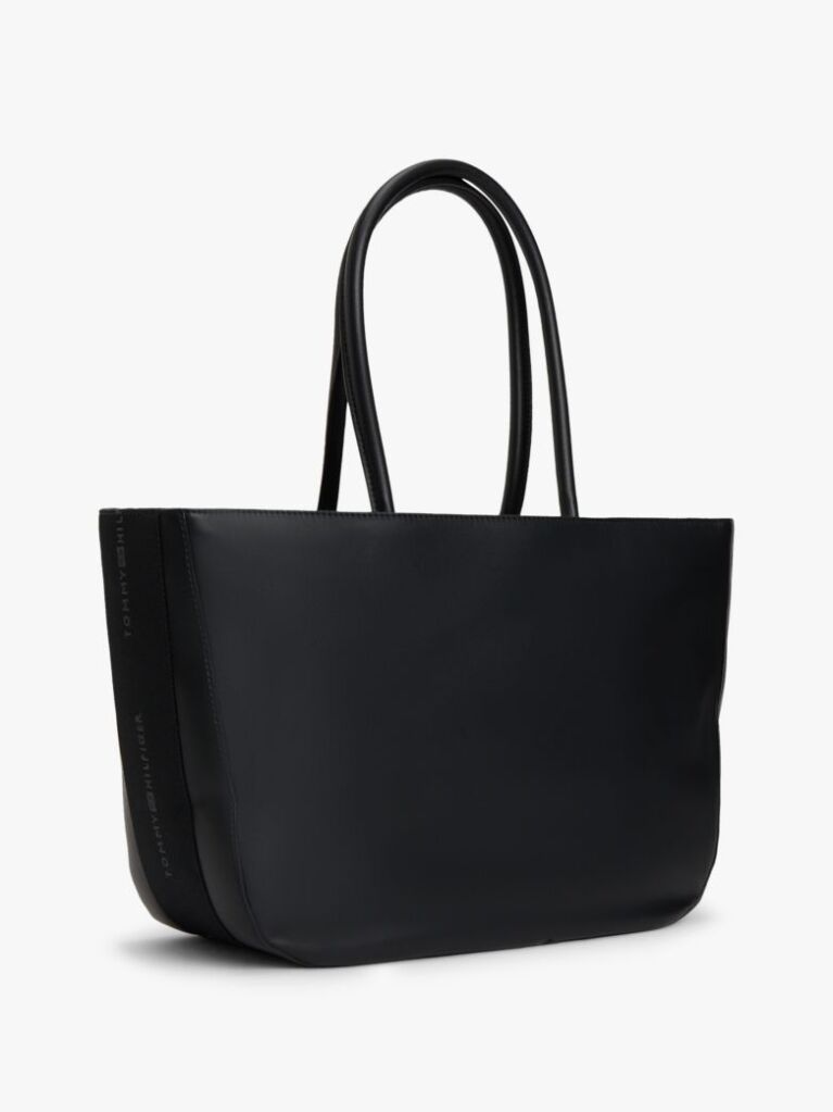 Black Hilfiger Icon Logo Tape Tote Bag  Women