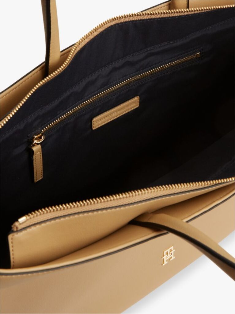 Beige Hilfiger Icon Logo Tape Tote Bag  Women