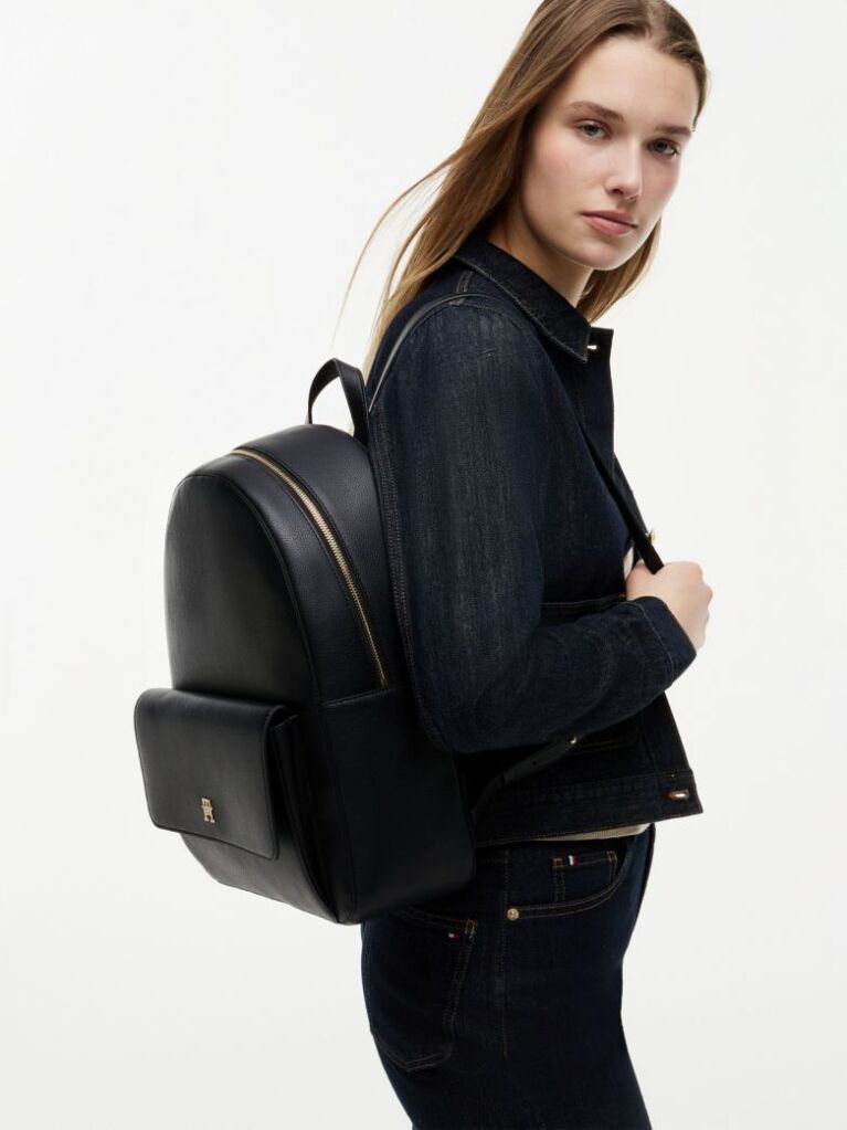 Black Hilfiger Icon Dome Backpack  Women