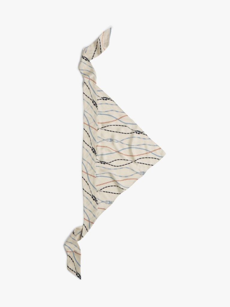 White Rope Print Pure Silk Scarf  Women