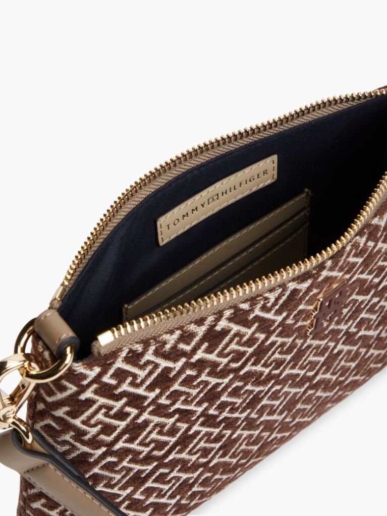 Beige TH Monogram Jacquard Shoulder Bag  Women