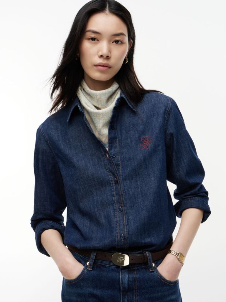 Blue TH Monogram Pure Silk Square  Women