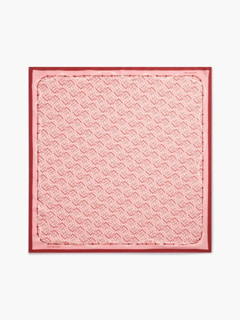 Red TH Monogram Pure Silk Square  Women