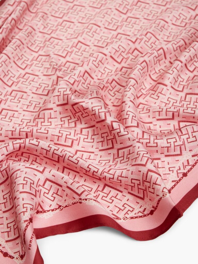 Red TH Monogram Pure Silk Square  Women