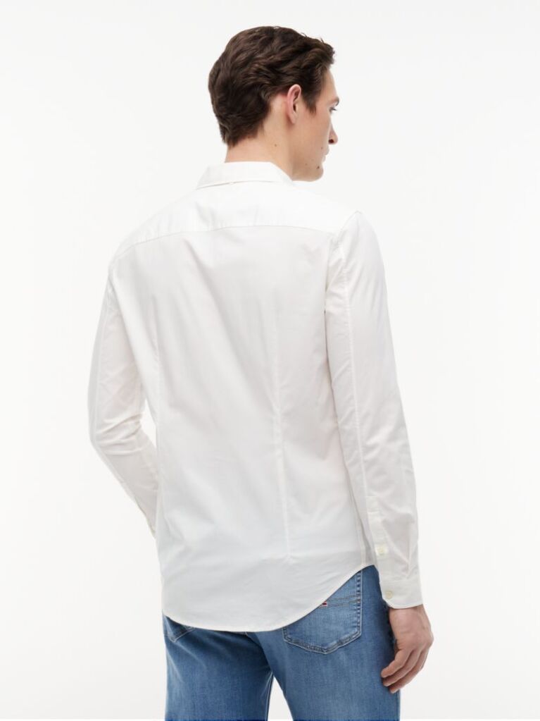White Stretch Slim Fit Shirt  Men