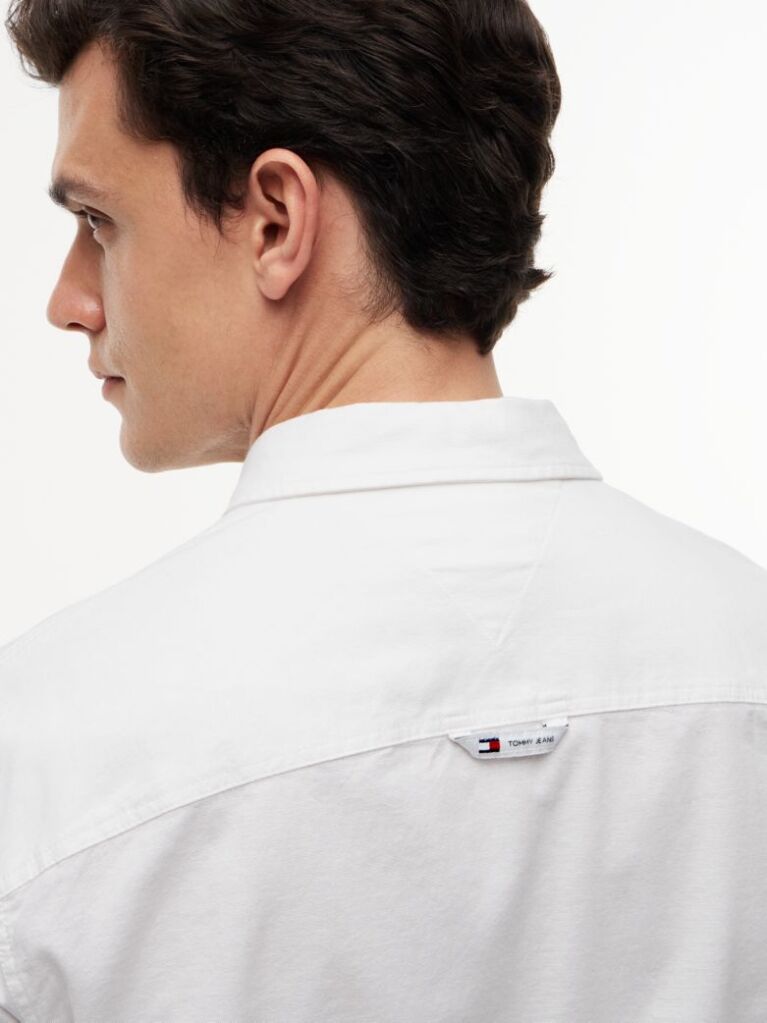 White Stretch Organic Cotton Slim Fit Shirt  Men