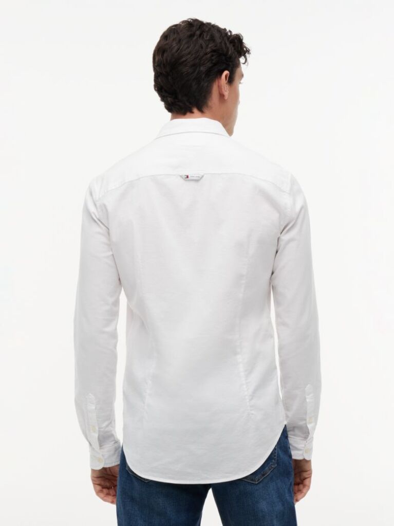 White Stretch Organic Cotton Slim Fit Shirt  Men