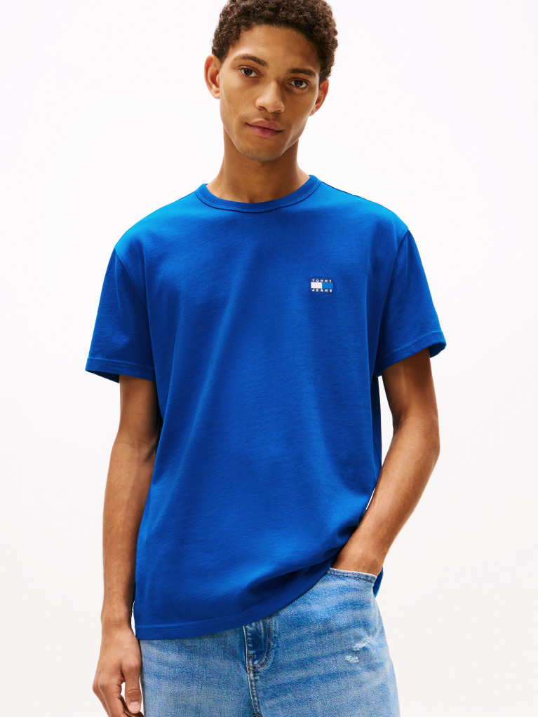 Blue Tommy Badge Crew Neck T-Shirt  Men