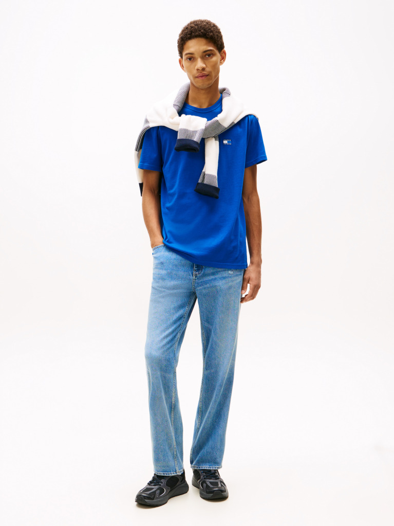 Blue Tommy Badge Crew Neck T-Shirt  Men