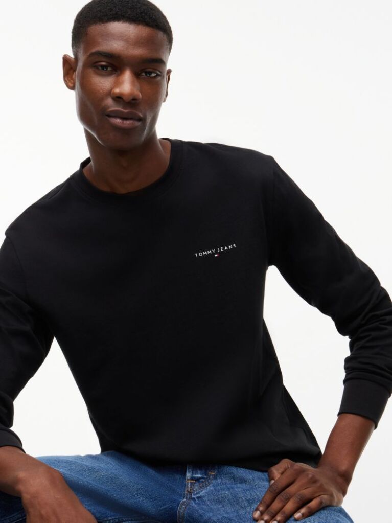 Black Linear Logo Slim Long-Sleeve T-Shirt  Men