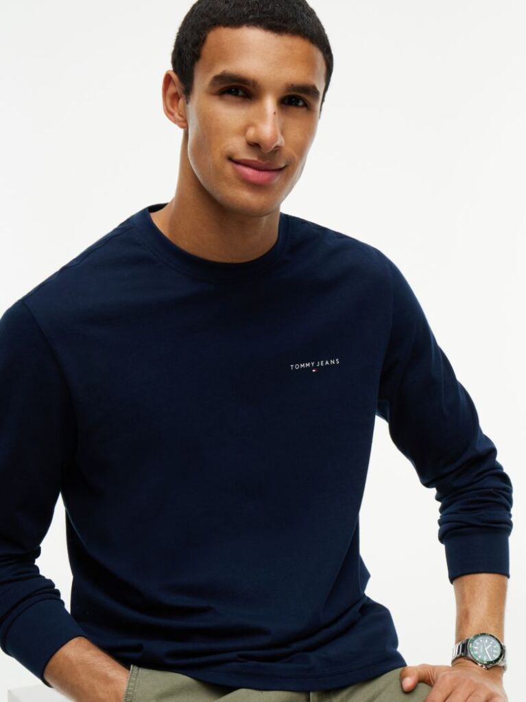 Blue Linear Logo Slim Long-Sleeve T-Shirt  Men