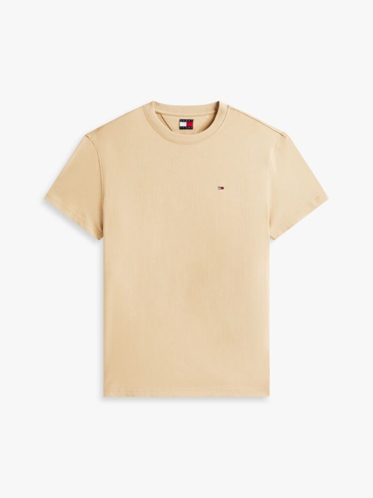 Beige Tommy Flag Crew Neck T-Shirt  Men