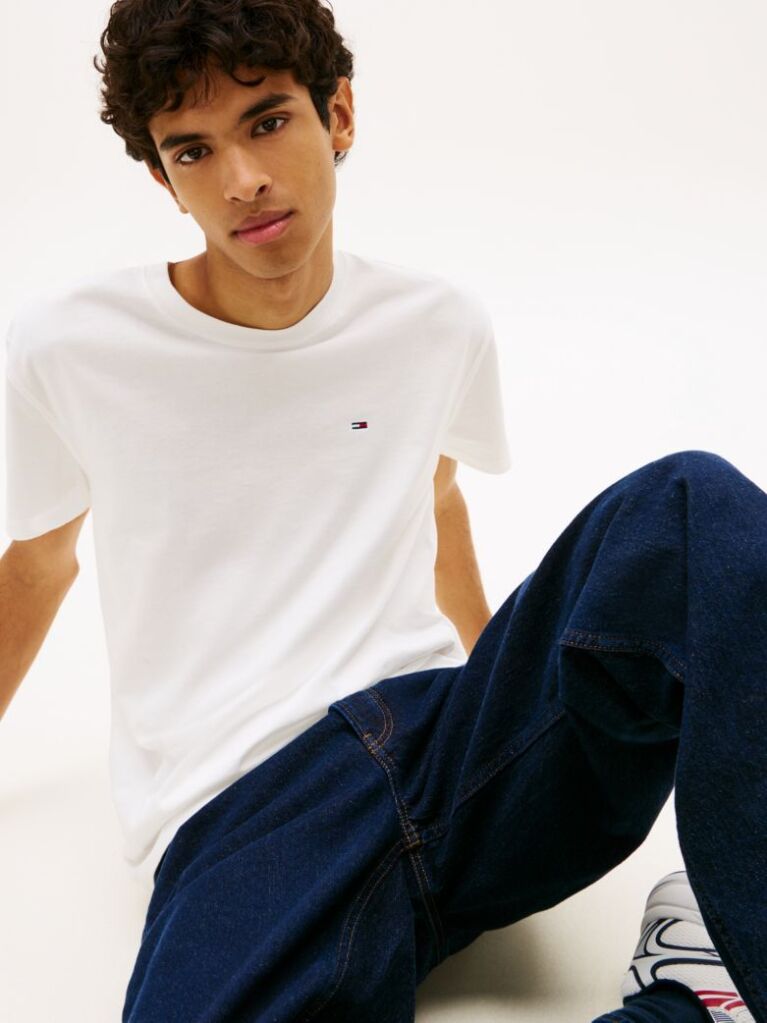 White Tommy Flag Crew Neck T-Shirt  Men