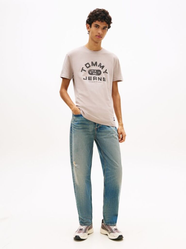 Beige Graphic Crew Neck Jersey T-Shirt  Men