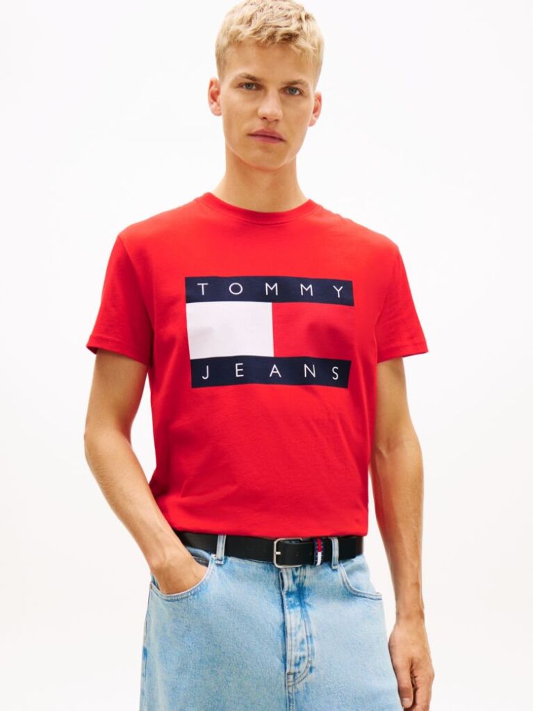 Red Flag Badge Jersey Crew Neck T-Shirt  Men